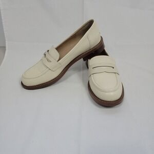 Sam Edelman Colin Penny Loafers Women 9M Cream Leather Slip On Shoes